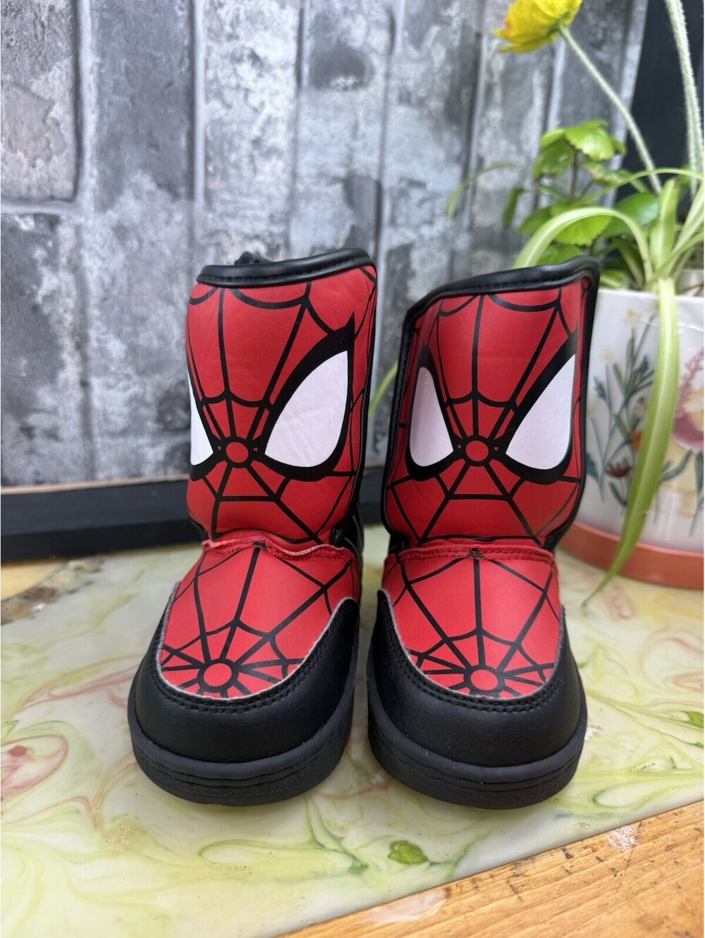Marvel Spider-Man Kids Red/Black Synthetic Ankle Boots Round Toe US 7 - Picture 2 of 6